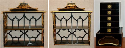 Lot 1248 - Pair of Chinoiserie Decorated Two-Tier Hanging...