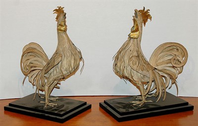 Lot 1249 - Pair of Painted Metal Chanticleers