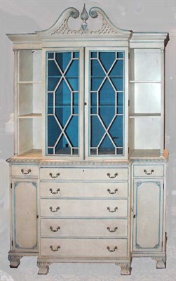 Lot 1257 - George III Style Painted Breakfront Cabinet...