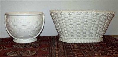 Lot 1262 - Pair of French Colbalt Ground Porcelain Cachepots