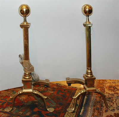 Lot 1269 - Pair of George III Style Brass Columnar...