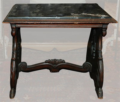 Lot 1271 - Marble Top Walnut Trestle Base Low Table...