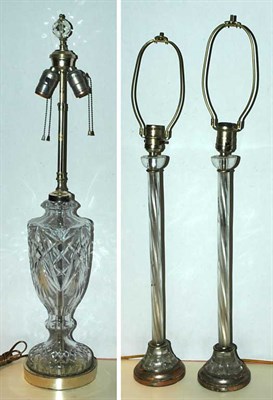 Lot 1299 - Pair of Writhen Glass Columnar Lamps; Together...