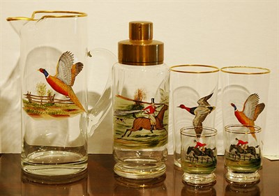 Lot 1308 - Group of Transfer Decorated Colorless Glass...