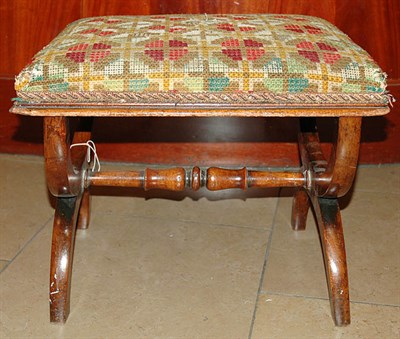 Lot 680 - Needlepoint Upholstered Maple Curule Stool...