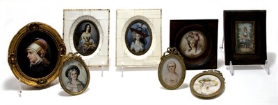 Lot 4442 - Group of Fourteen Framed Portrait Miniatures...