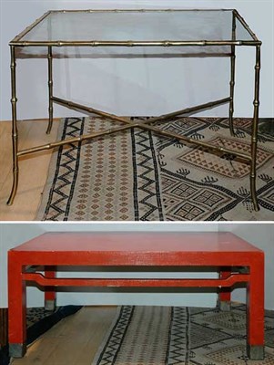 Lot 1320 - Asian Style Orange Painted Low Table; Together...