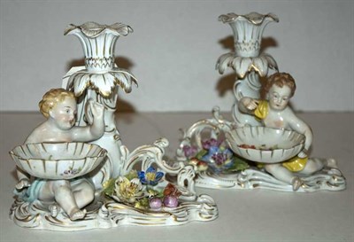 Lot 1327 - Pair of Dresden Porcelain Figural Candlesticks...