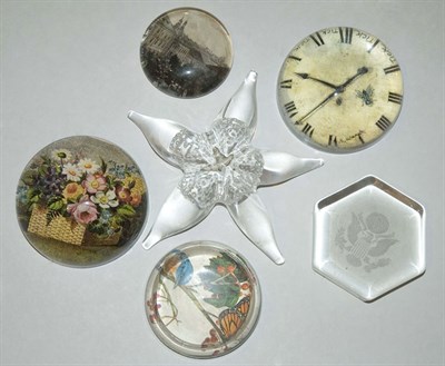 Lot 1345 - Group of Colorless Glass Paperweights...