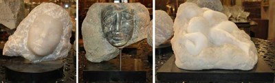 Lot 1358 - Three Carved Marble Sculptures One signed...