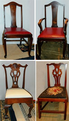 Lot 1385 - Set of Four Queen Anne Style Walnut Dining...