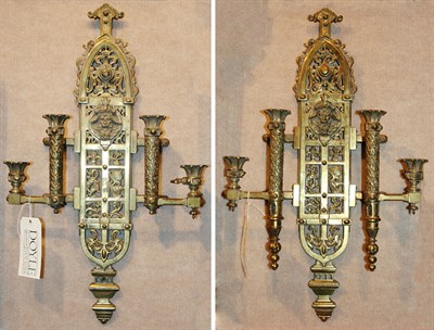 Lot 1388 - Pair of Renaissance Style Brass Four-Light...