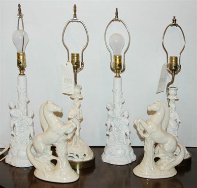 Lot 1390 - Group of Four Composition Figural Lamps;...