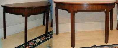 Lot 1395 - Pair of George III Style Mahogany Demilune...