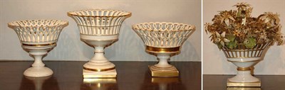Lot 1401 - Pair of Gilt Decorated White Porcelain...