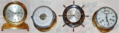 Lot 1408 - Three Metal Ship's Bell Clocks Including a...