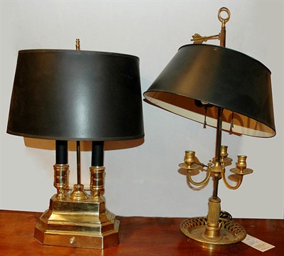 Lot 1415 - Two Brass Bouillotte Lamps Height of taller 24...