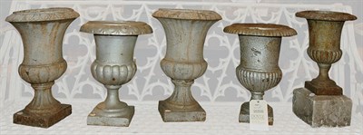 Lot 1427 - Five Neoclassical Style Metal Garden Urns