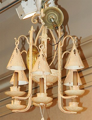 Lot 1441 - Painted Metal Six-Light Chandelier