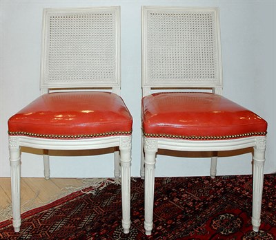 Lot 1454 - Pair of Louis XVI Style White Painted Wood and...