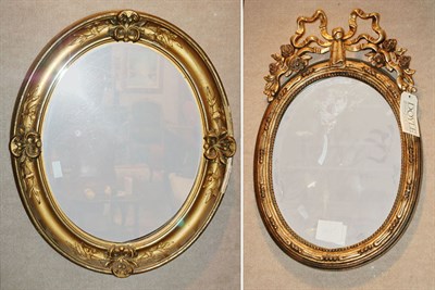 Lot 1456 - Two Victorian Gilt Oval Mirrors Height of...