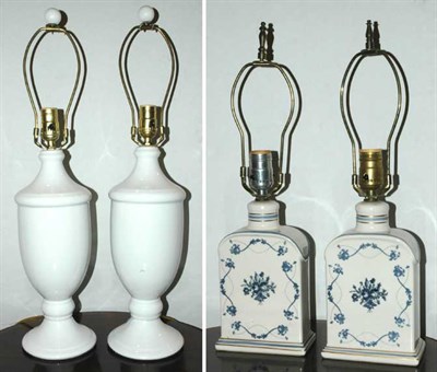 Lot 1470 - Group of White Lamps Comprising a pair of...
