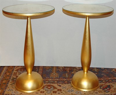 Lot 1478 - Pair of Gold Painted Circular Pedestal Tables...