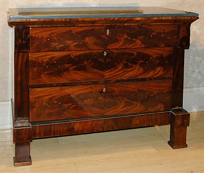 Lot 1488 - Empire Style Slate Top Mahogany Three-Drawer...