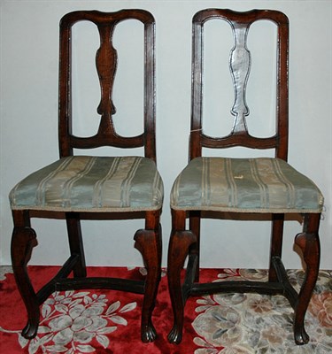 Lot 1490 - Pair of Queen Anne Style Fruitwood Side Chairs