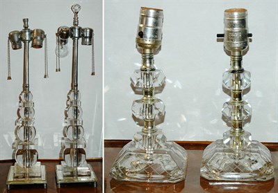 Lot 1496 - Two Pairs of Colorless Glass and Chrome...