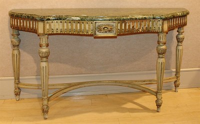Lot 1514 - Louis XVI Style Marble Top Painted Console...