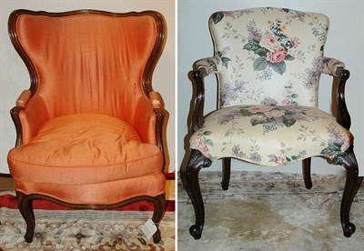 Lot 1517 - Two Louis XV Style Walnut Armchairs