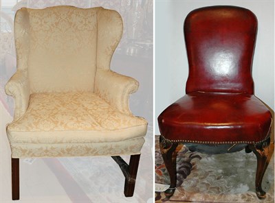 Lot 1518 - George III Style Mahogany Wing Chair; Together...