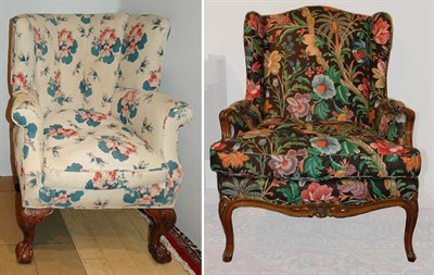 Lot 1546 - Louis XV Style Walnut Bergere; Together with a...