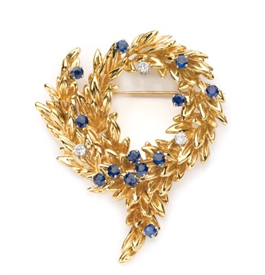 Lot 131 - Gold, Sapphire and Diamond Wreath Brooch, Tiffany & Co.