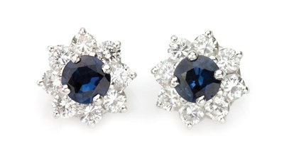 Lot 156 - Pair of Sapphire and Diamond Earrings, Tiffany & Co.