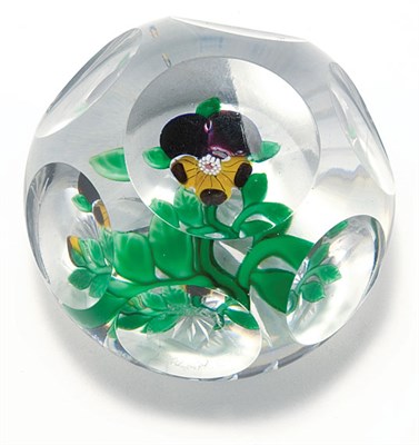 Lot 4236 - Baccarat Faceted Glass Pansy Paperweight Circa...