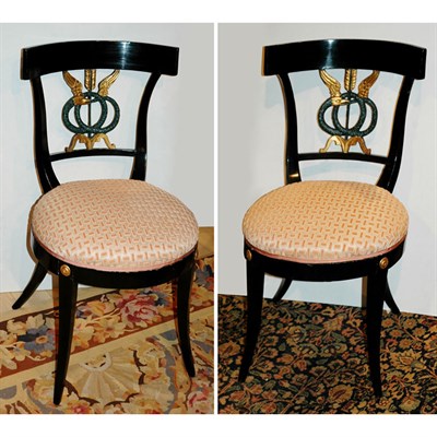 Lot 480 - Pair of Neoclassical Black Painted and Parcel...