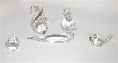 Lot 3260 - Five Steuben Glass Animals Comprising Bear...