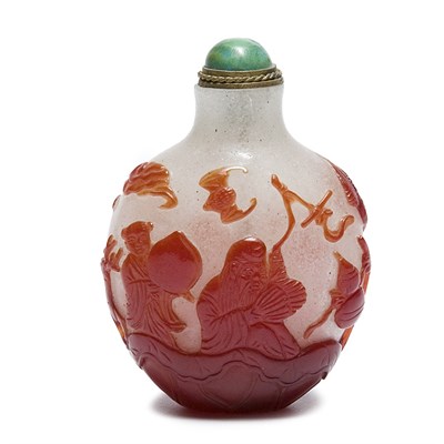 Lot 241 - Chinese Glass Snuff Bottle 19th Century Red...