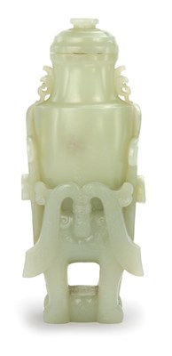 Lot 215 - Chinese Light Celadon Jade Vase 18th Century...