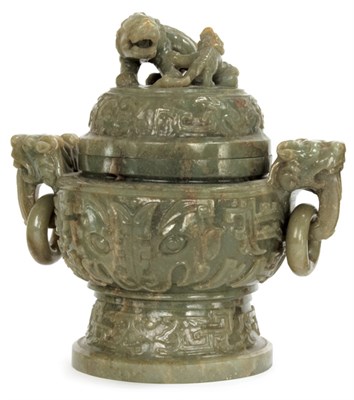 Lot 175 - Chinese Celadon Jade Censer Early 20th century...
