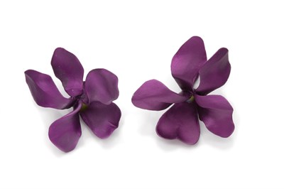 Lot 179 - Pair of Purple Aluminum Flower Earclips, JAR
