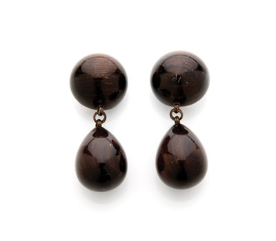 Lot 289 - Yves Saint Laurent Lacquered Wood Drop Earrings