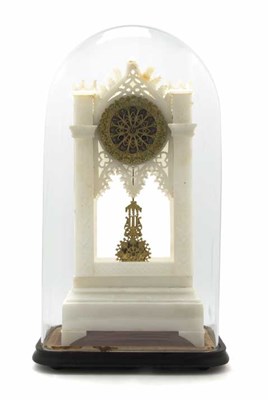 Lot 4262 - Gothic Style Alabaster Clock The circular dial...