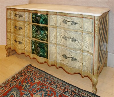 Lot 3367 - Provincial Louis XV Style Marble Top Painted...