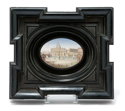 Lot 4109 - Framed Italian Micromosaic Plaque Of oval form,...