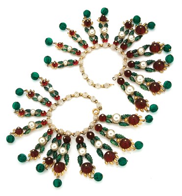 Lot 226 - Chanel Style Bib Necklace Gilt-metal molded...