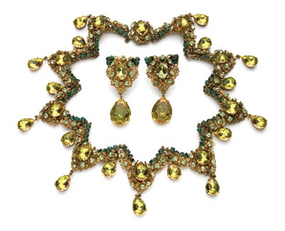 Lot 243 - Miriam Haskell Necklace and Earrings American,...