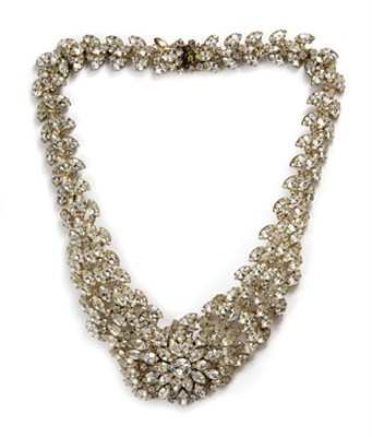 Lot 236 - Rhinestone Necklace France, 1950s Gold washed...